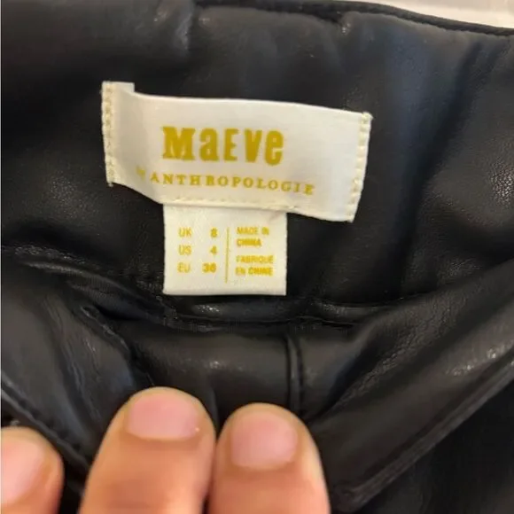 Anthropologie Maeve Flare leg Pants Faux Leather High-Waisted - Picture 10 of 12